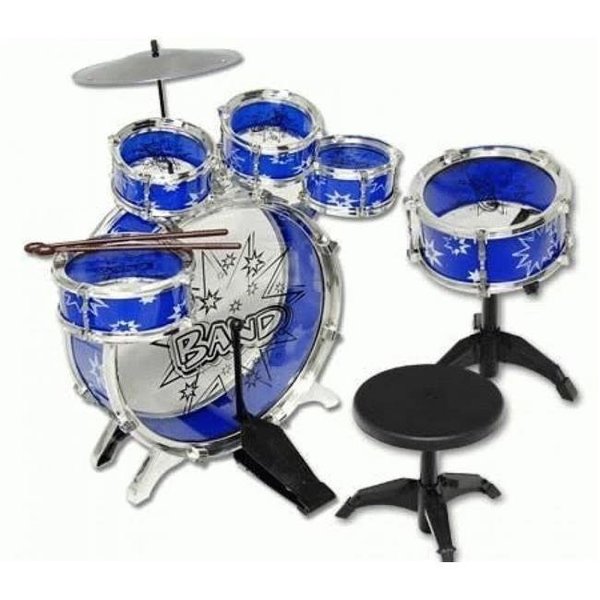Azimport AZImport PS75A Blue Kids Drum Set Musical Instrument Toy Playset; Blue - 11 Piece PS75A Blue